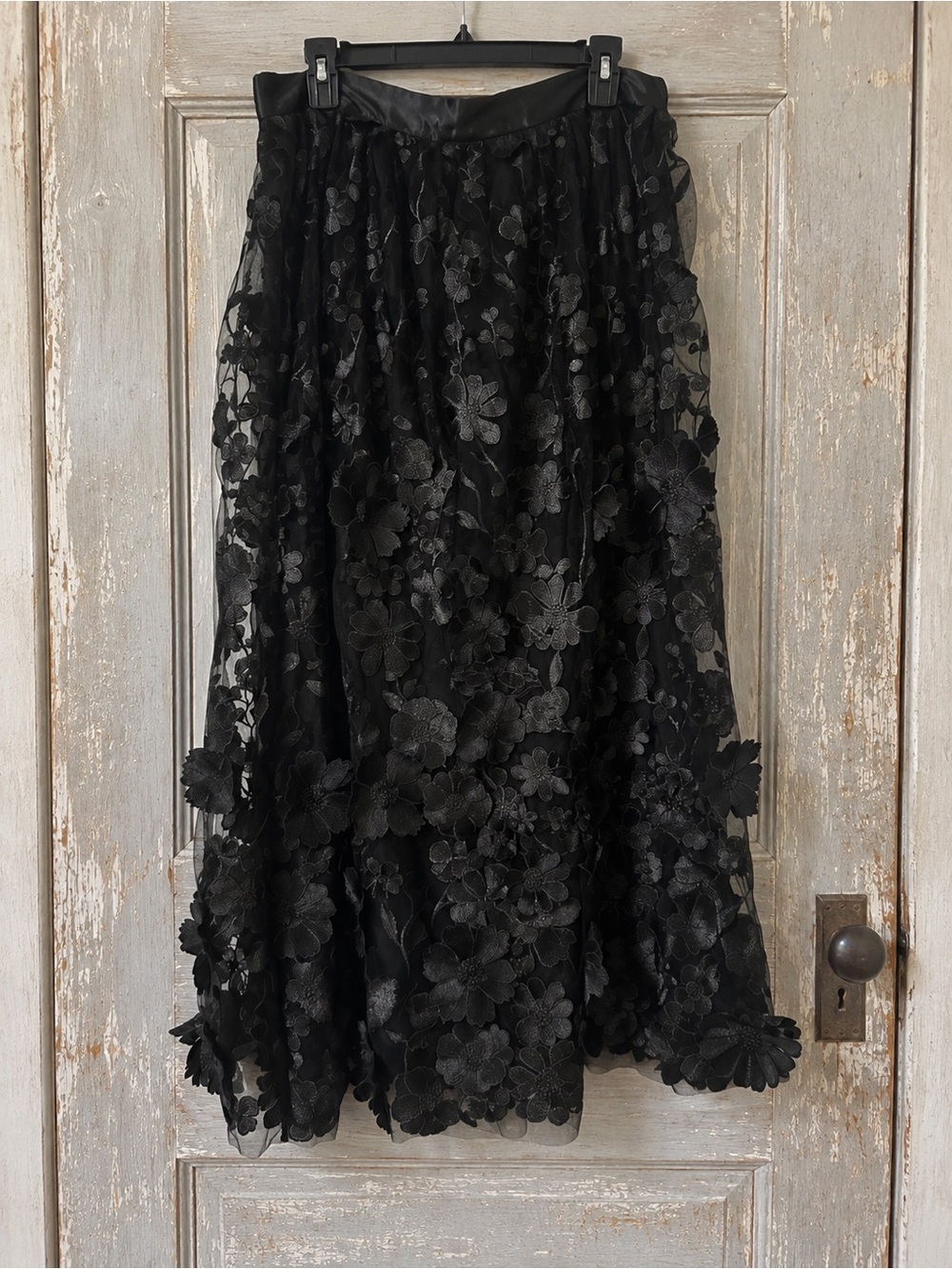 Sugar Thrillz Black 3D Floral Maxi Skirt